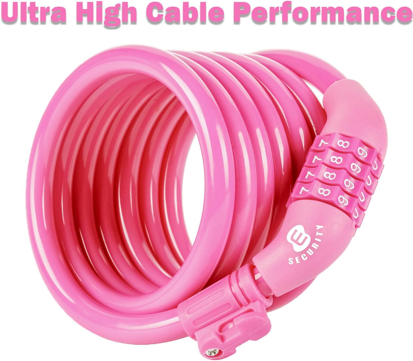 Secure Etronic 6ft Coiled Bike Lock - Resettable Combo Lock with Mounting Bracket