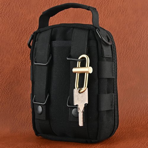 Brass Lock Keychain Oval Slide Locking Snap Lock Clip Buckle Key Holder for Home Car Keys Organization