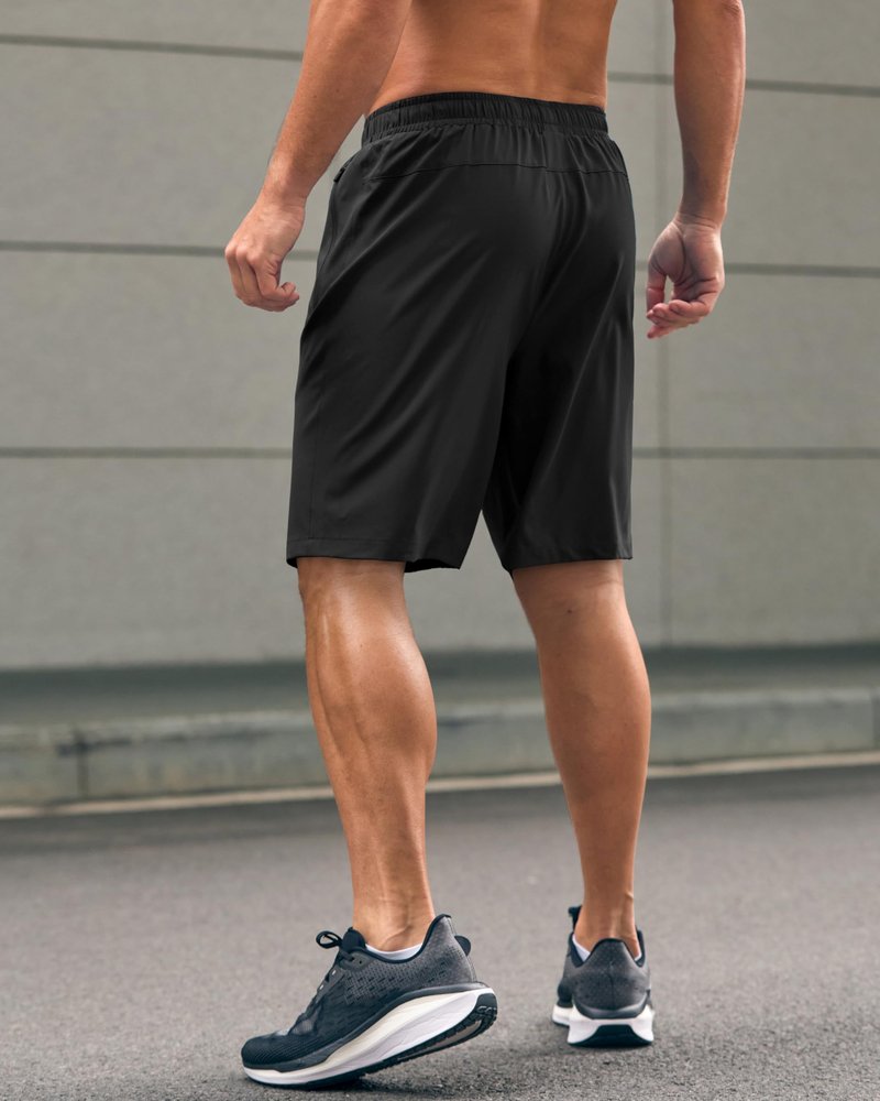 Men's Athletic Running Shorts with Zipper Pockets Quick Dry 7"/ 5"/ 9" Workout Gym Shorts for Basketball Hiking(Black,9XS)