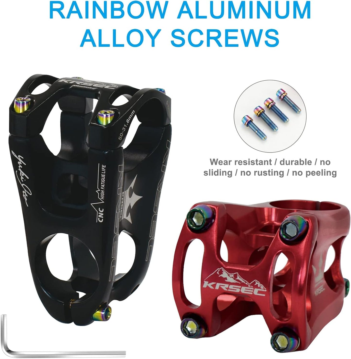 31.8 Stem 50mm Bike Stem Mountain Bike Stems Short Handlebar MTB Stem Aluminum Alloy for Most Bicycle,Road Bike,BMX,DH,FR,Fixie Gear Cycling Accessories