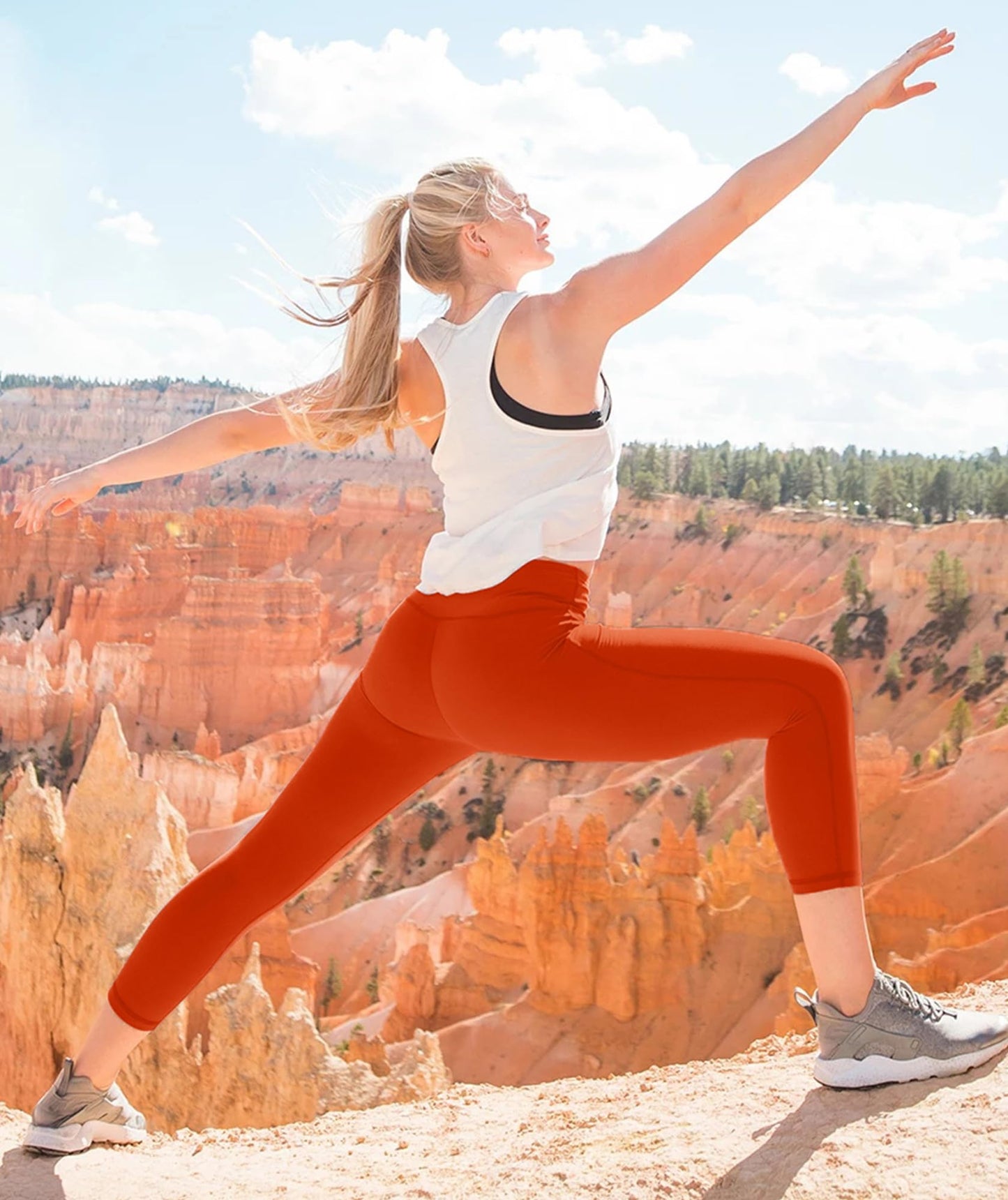 GAYHAY High Waisted Capri Leggings for Women - Soft Slim Yoga Pants for Running Cycling Workout Neon Orange