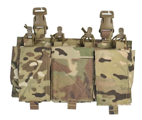 Elastic Quadruple Pack Mag Pouch Tactical Magazine Pouch with Utility Pouch Hook-and-Loop on The Back (CP)