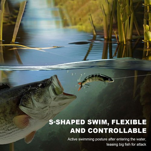 ReeMoo Fishing Lures for Bass, Topwater Fishing Lures, Multi Jointed Swimbaits, Lifelike Slow Sinking Swimming Bass Lures for Freshwater and Seawater Fishing Accessories