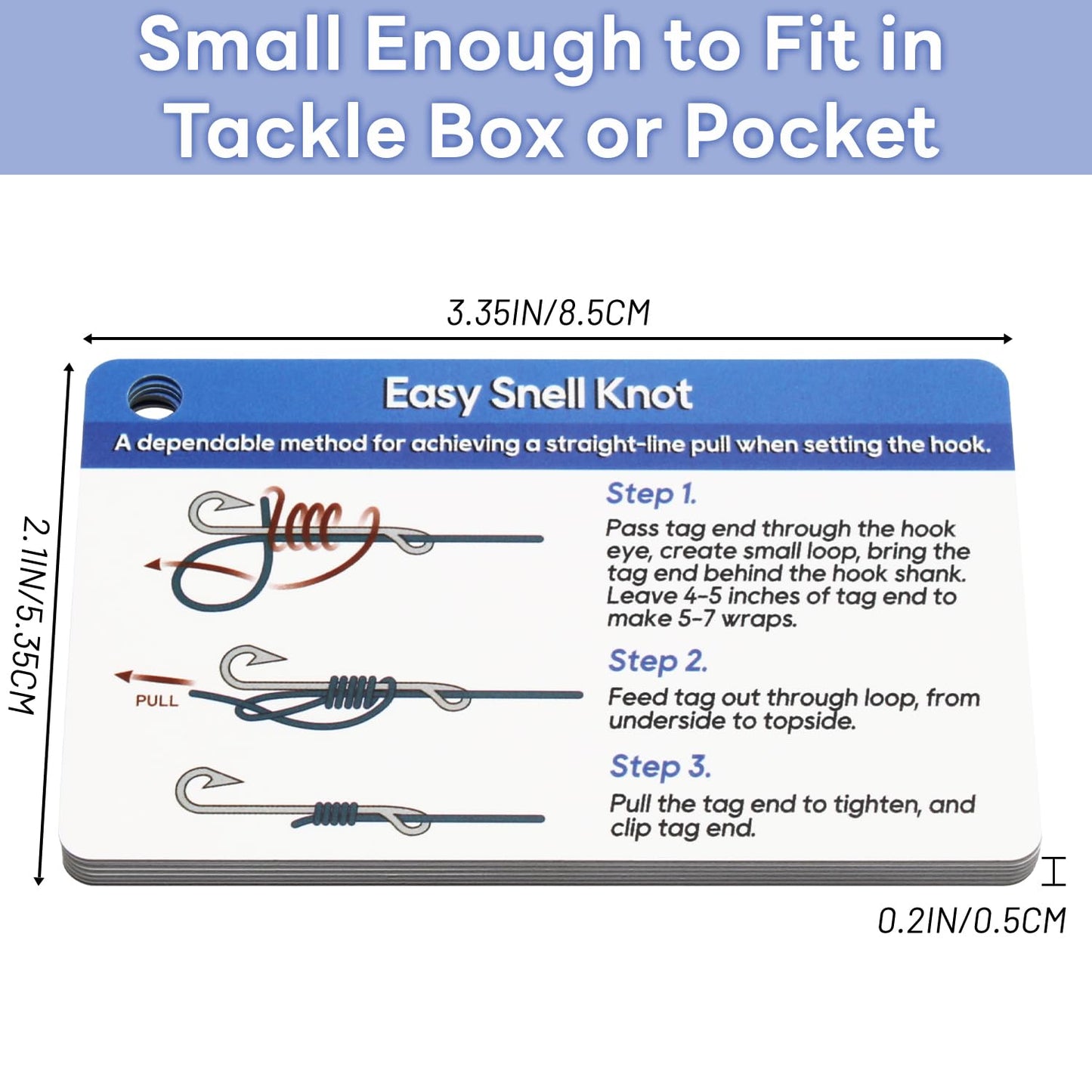 Easy Fishing Knots - Step-by-Step Guide to Tying 12 Useful Knots & Comes with Mini Carabiner | Ideal for Novices