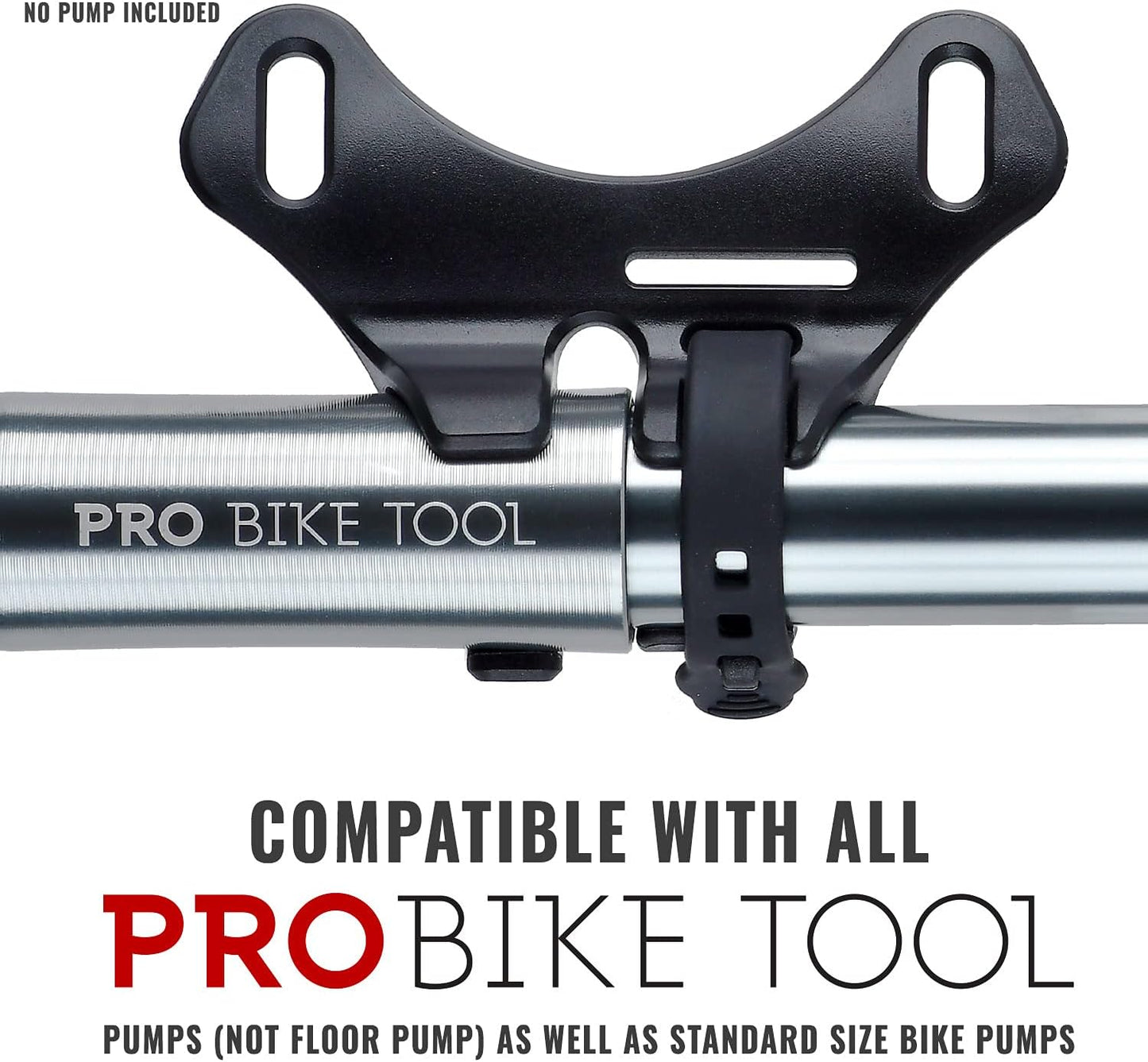 PRO BIKE TOOL Bicycle Pump Holder | Lightweight and Strong - Bicycle Frame Mounted Black Compatible Bracket Clip – Perfect for Road and Mountain Bikes