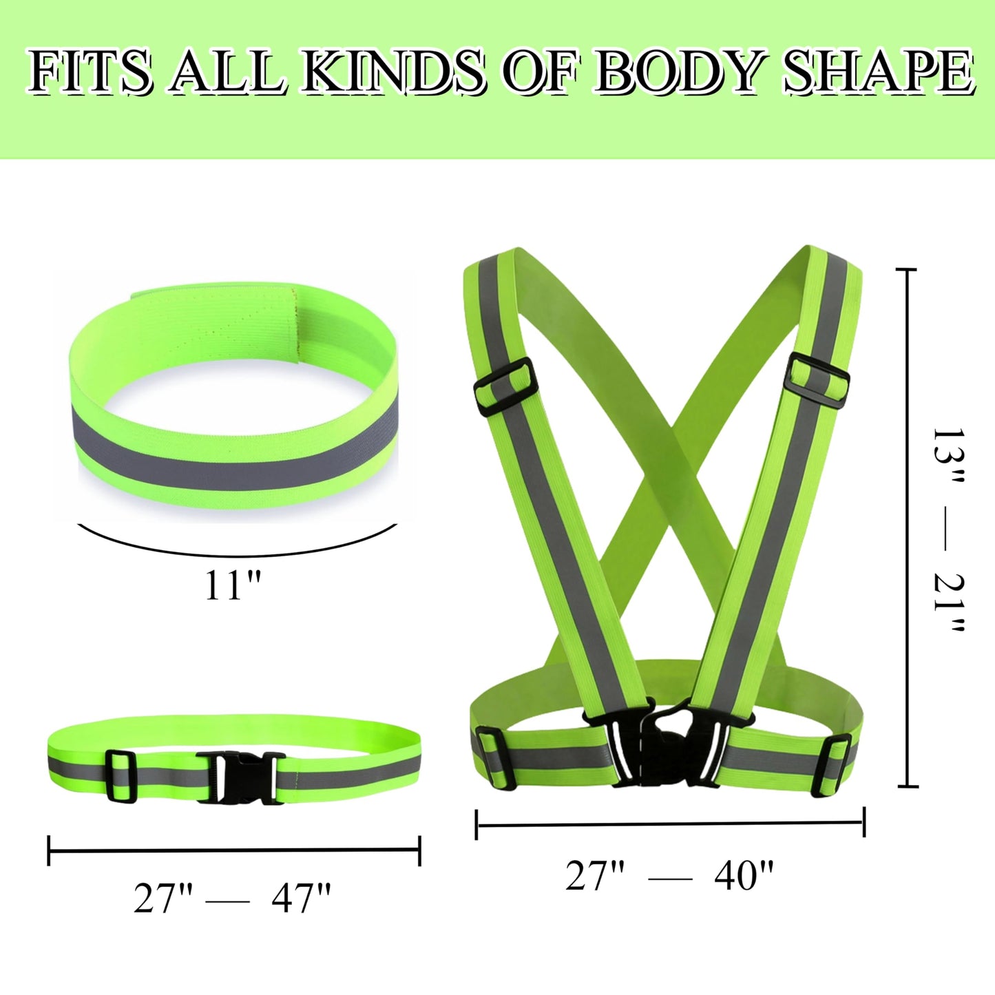 K-FINE Running Vest for Women and Men Reflective Vest Reflective Running Equipment Include Gear,Belt and 2 Armbands Reflector Runner Vest for Biking or Walking at Night