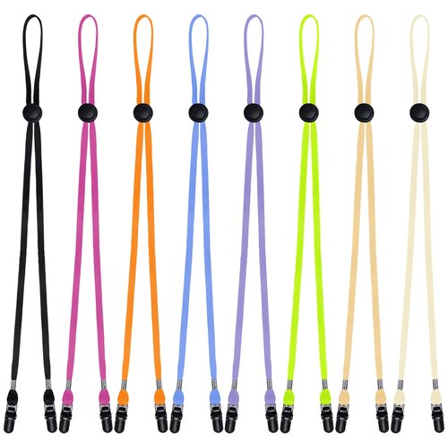 Sucrain 8 Pieces Adjustable Colorful Hat Strap Clips Hat Chin Cord for Golfing, Fishing, Boating, Hiking