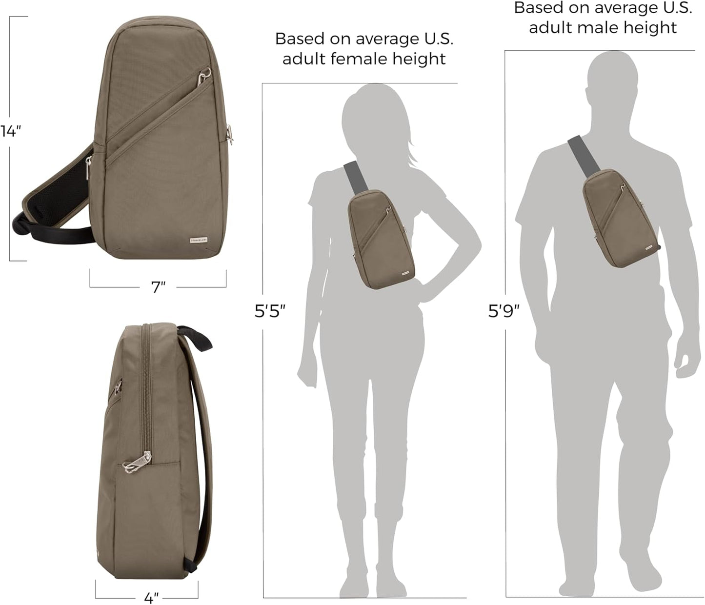 Travelon Anti-Theft Sling Bag for Travel & Daily Use - Classic Design, Secure & Stylish