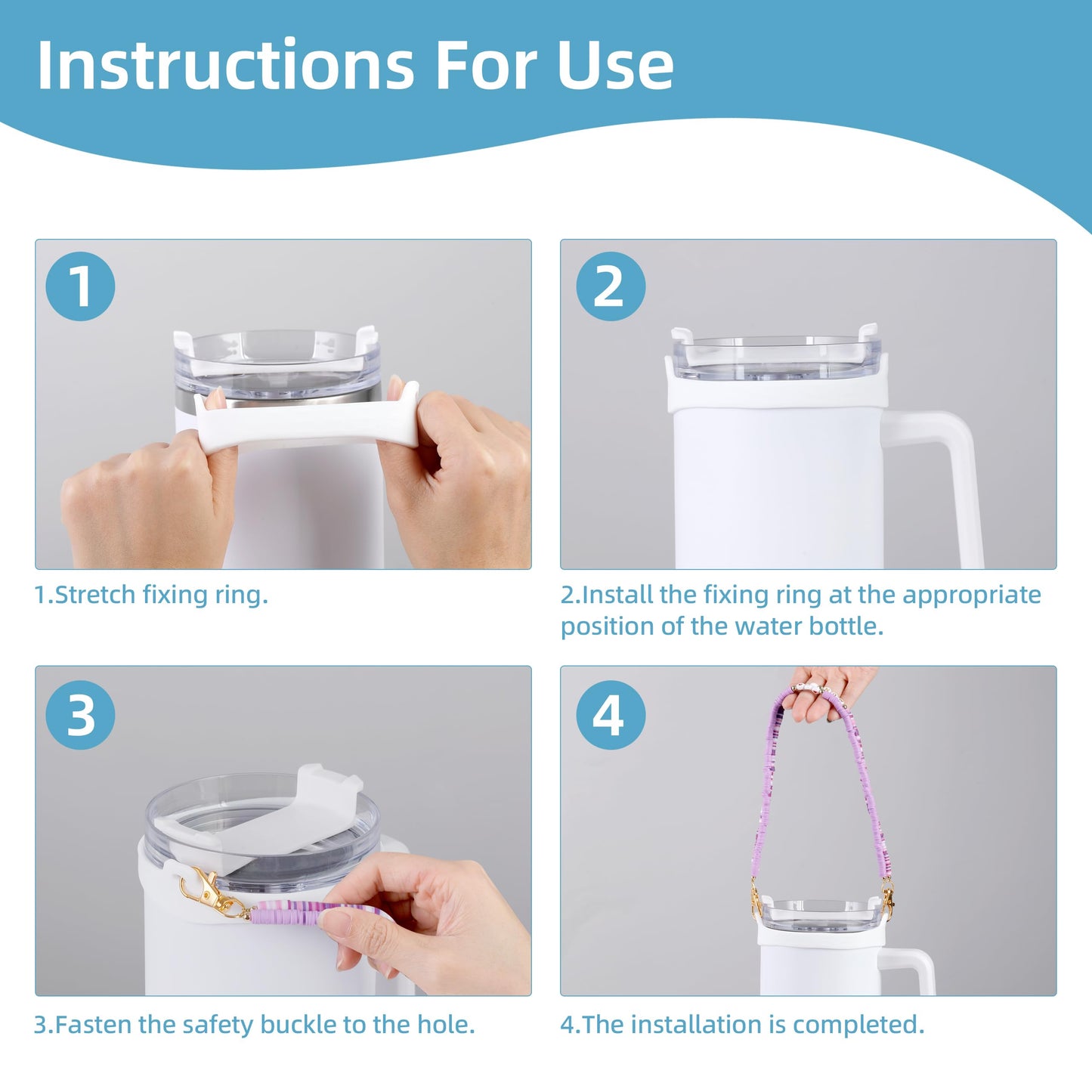 3pcs Water Bottle Holder with Strap, Pink, Purple, Hot Pink Cup Accessories 30oz 40oz 20oz, Cup Holder with Strap Compatible with Cup Accessories