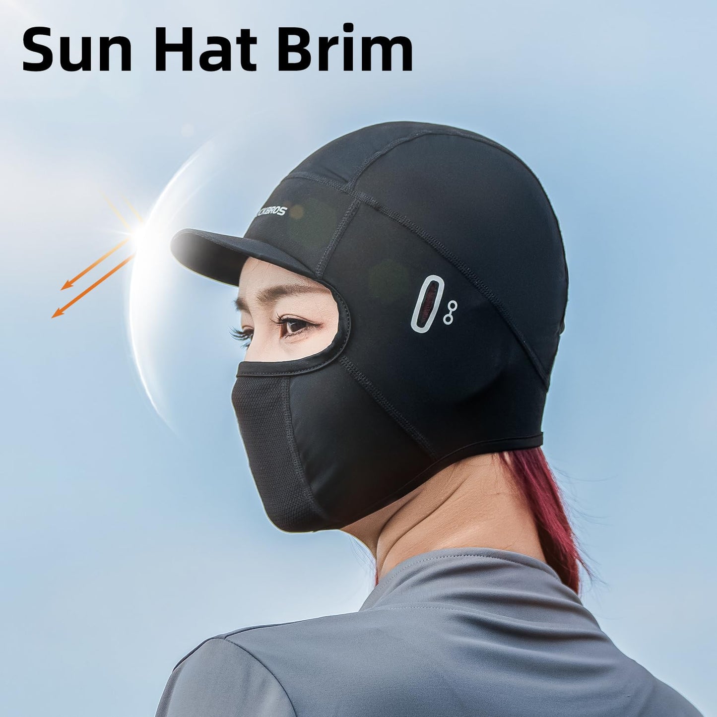 ROCKBROS Balaclava Face Mask, Summer Cooling Neck Gaiter Cycling Cap, UV Protector Motorcycle Scarf for Men/Women Black