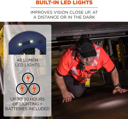 Ergodyne - 8960 Short Brim Blk Bump Cap Led Lighting Tech (23370),Black