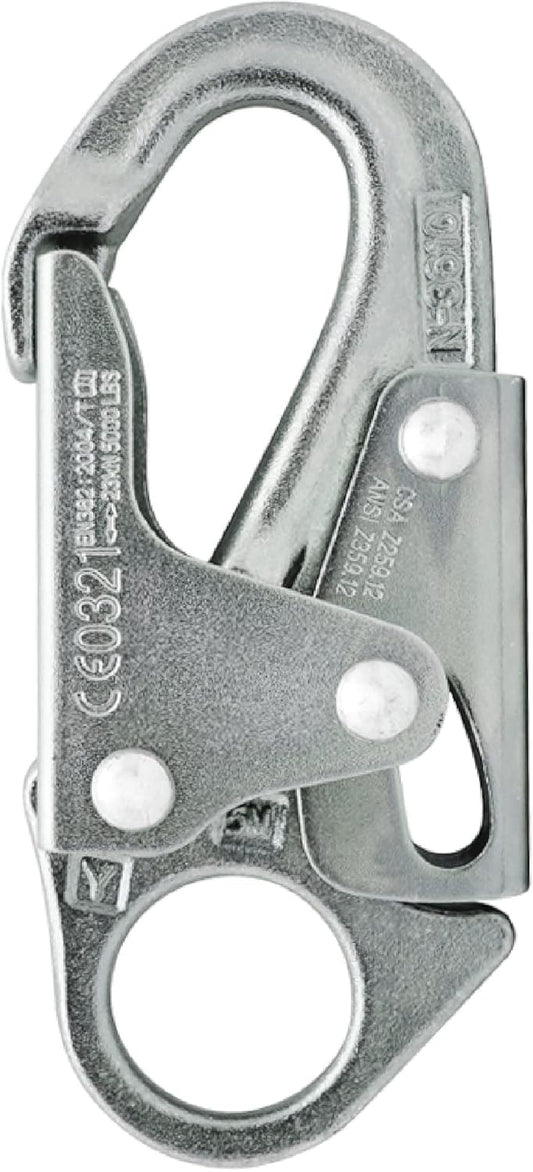 Forged Steel Snap Hook 25KN - Fusion Climb® Maxi-2 - Professional Fall Protection Snap Hook - Heavy Duty Carbon Steel - Double-Action Snap Hook for Safety, Climbing, Rappelling - OSHA