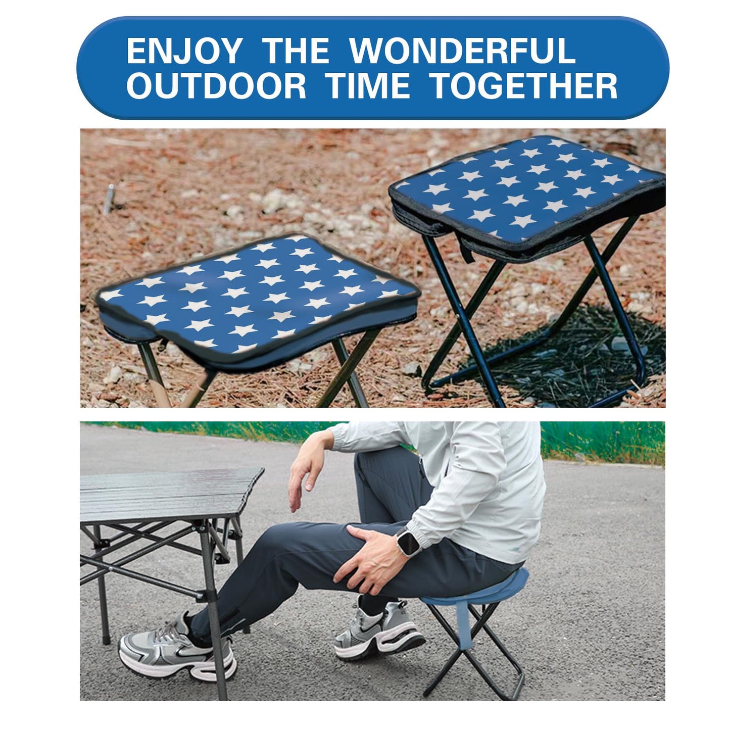 ACTANCEN Collapsible Chair Portable Folding Stool with Carry Bag, 1.35Lbs Small Foldable Adults Camp Seat for Travel/Camping/Hiking/Fishing/Picnic/Barbecue
