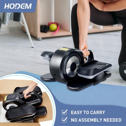 Under Desk Elliptical Electric Pro Leg Exerciser for Seniors and office workers Seated Pedal Exerciser with Remote Control & Non-Slip Pedals Grey-orange