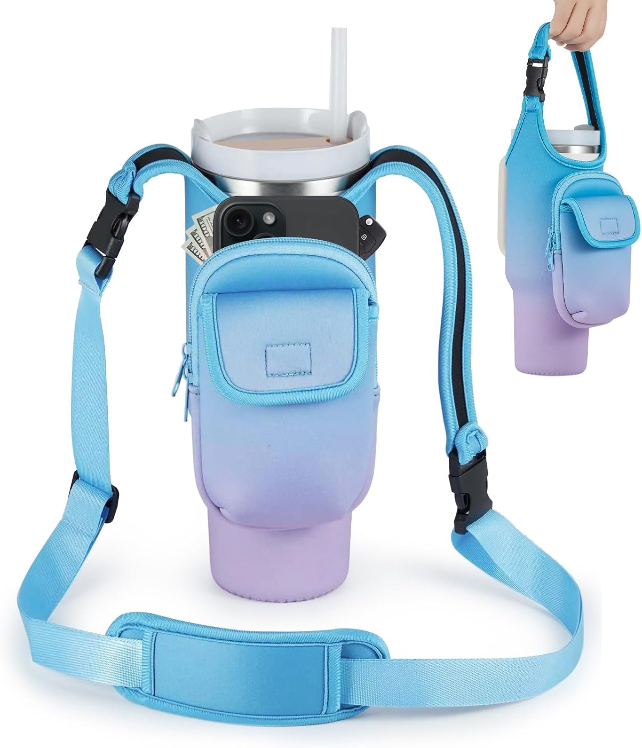 Insulated Neoprene Carrier Bag for Stanley 40/30oz Tumbler | Phone & Flap Pockets