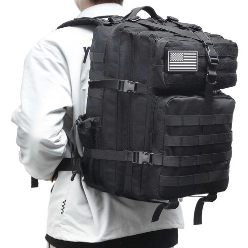 VTACOUTV Gun Backpack for Men 45L Military Tactical Backpack with Holster of Handguns, Bug Out Bag Army Molle Daypack 3-Day Pack W.Side Pocket for Gym Camping Hiking Trekking(Black)