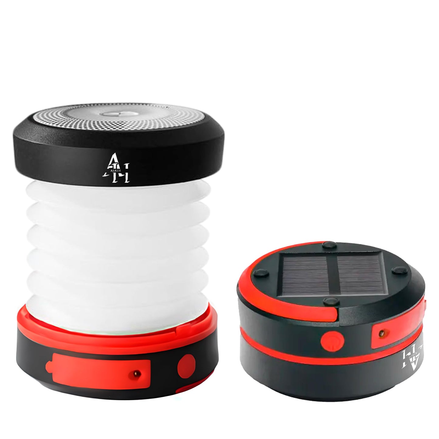 Asaeh Solar Camping Lantern - LED Lanterns for Power Outages, Camping Lights, Emergency Flashlight - Collapsible Lamp, Rechargeable W/ Solar or Plug