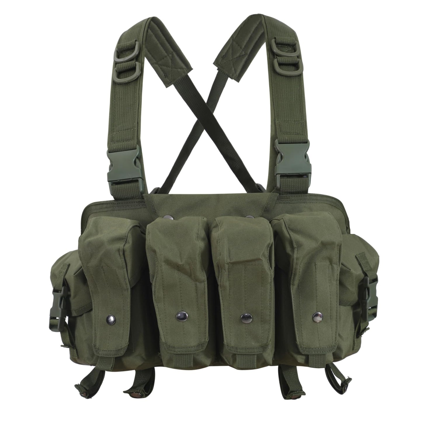 7 Pockets Tactical Chest Rig Vest Adjustable&Detachable Molle Chest Rigs with Mag Pouch X Harness for Men Women (Green)