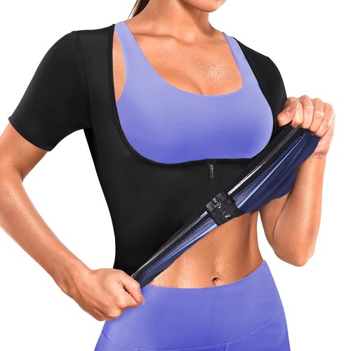BXVX Sauna Suit Shirt Waist Trainer Vest for Women Sweat Tank Top Shaper with Zipper XL