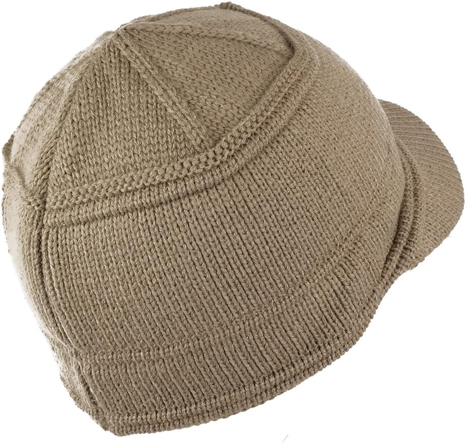 Army Style Acrylic Cadet Winter Beanie Hat with Visor