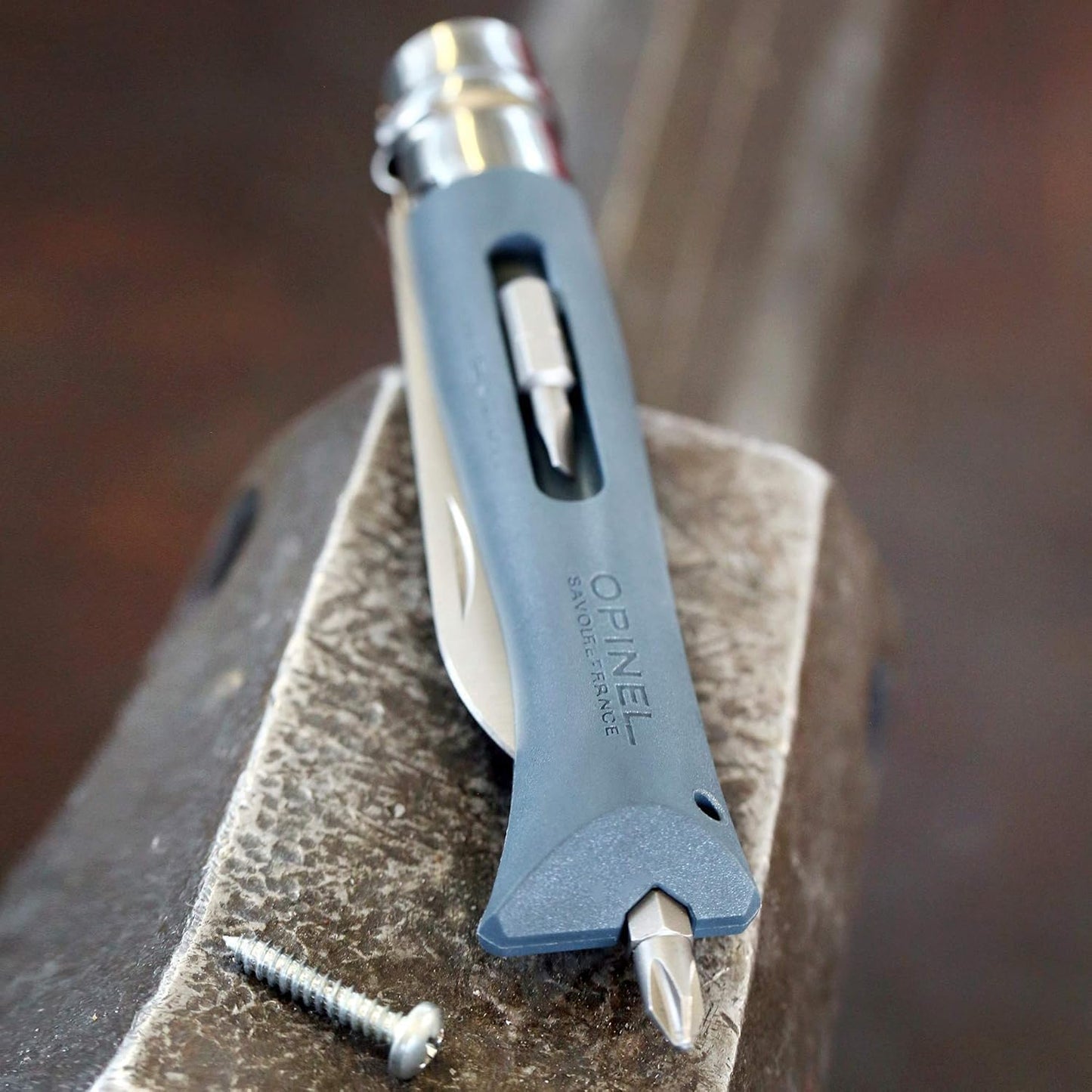 Opinel No.09 DIY - Stainless Steel Folding Pocket Knife and Multi-Tool, Wire Stripper, Screwdriver, Made in France