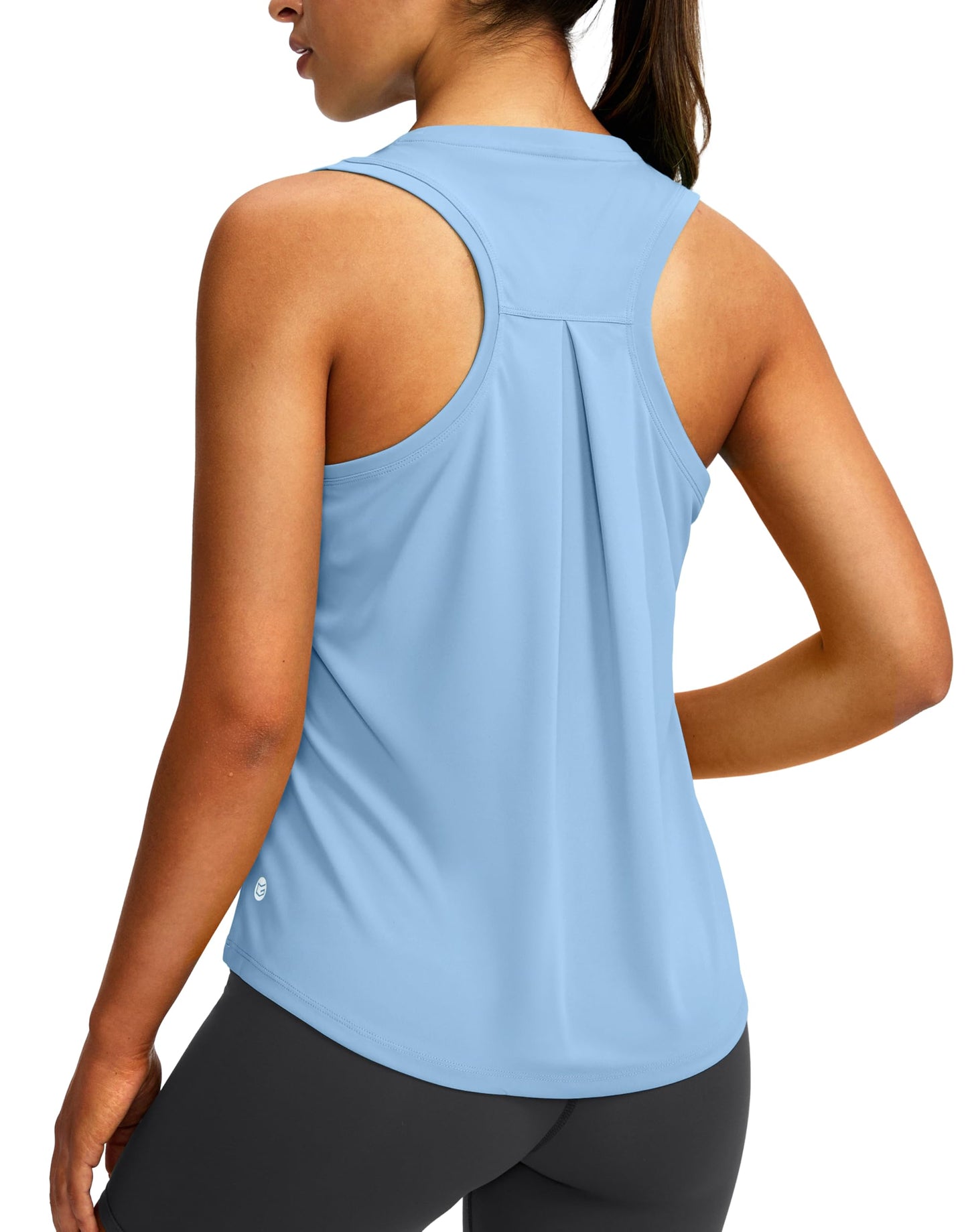 Women's Workout Tops Racerback Athletic Tank Tops Sleeveless Loose Fit Yoga Running Gym Shirts for Women(Haze Blue,S)