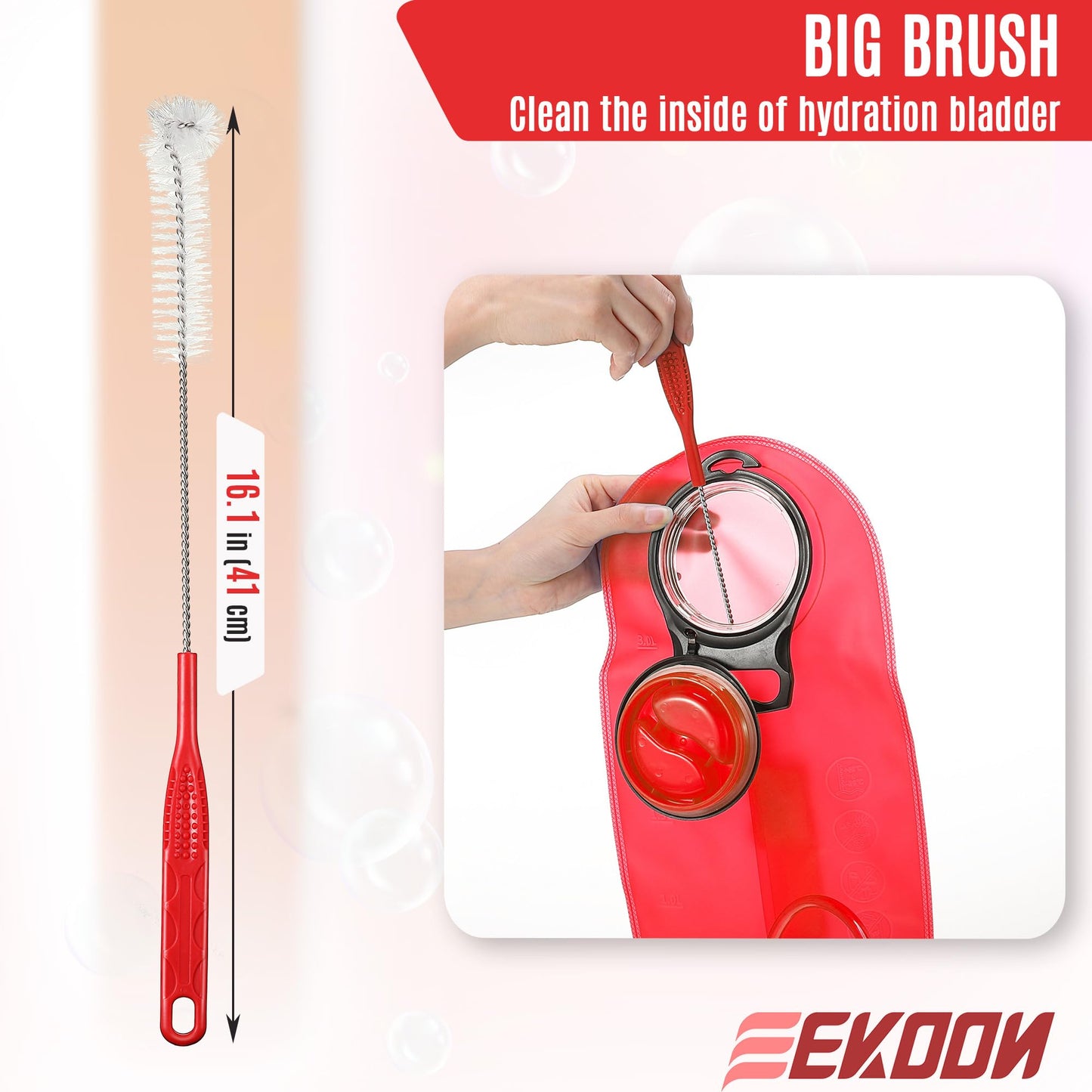 Feekoon Reservoir Hydration Bladder Cleaning Kit, Water Bladders Cleaner Set Includes Brushes, Drying Collapsible Frame and Carrying Bag, Water Reservoir Cleaning Tools for Hydration Backpack(1 Set)