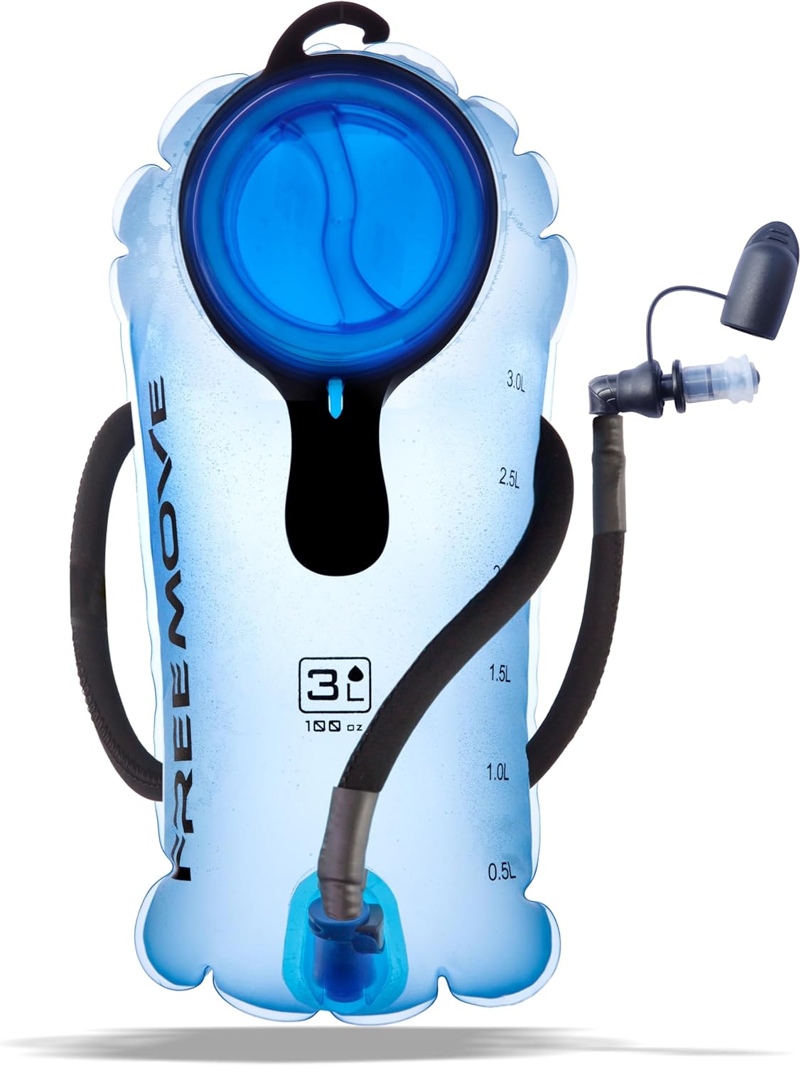 FREEMOVE Hydration Bladder 2L / 3L Water Bladder for Hiking Backpack &gt;Blue or Green&lt; Leak Proof Hydration Pack, Tasteless & BPA Free, TPU Water Reservoir, Quick Release Insulated Tube & Shutoff Valve