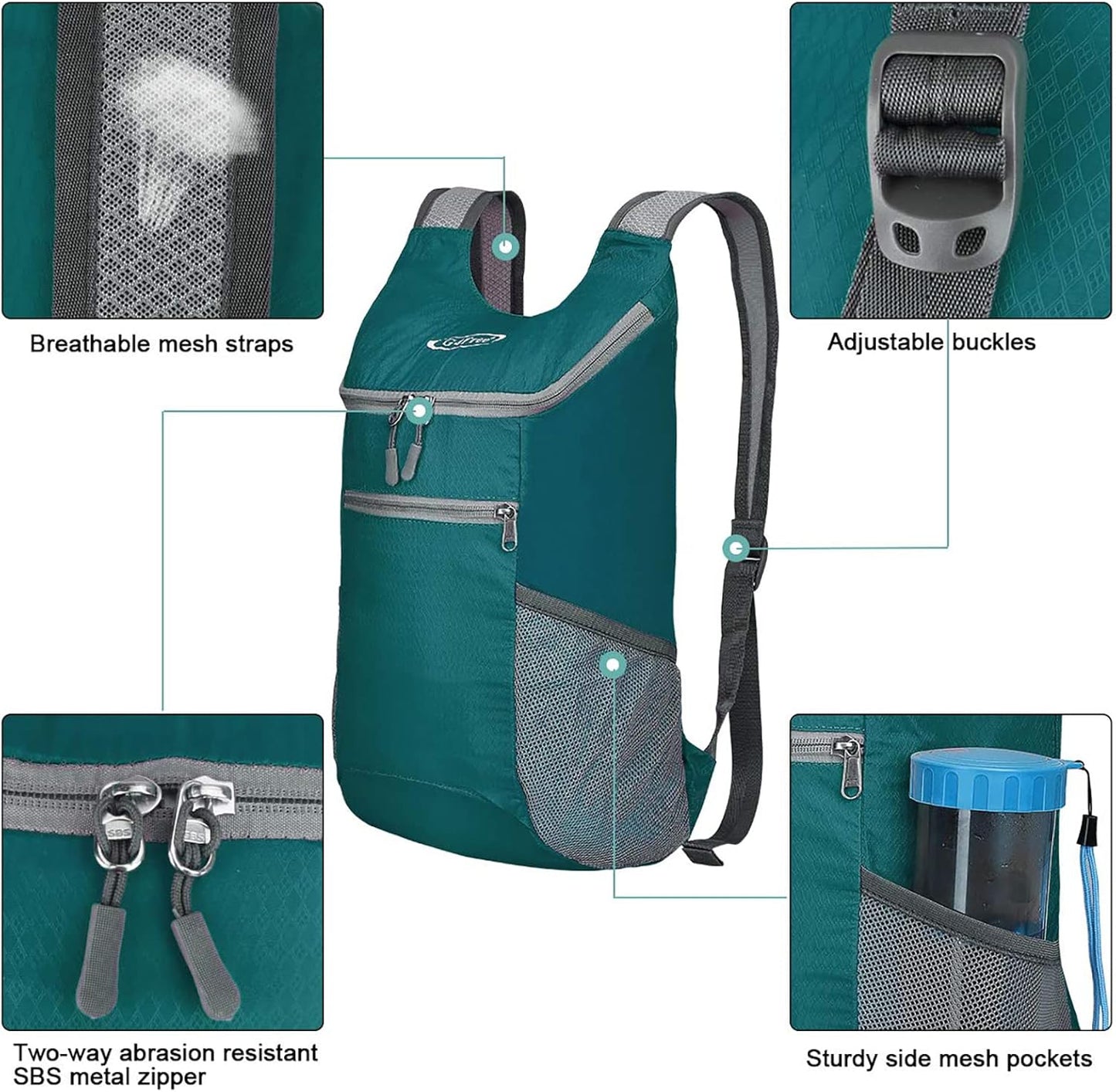 G4Free Lightweight Packable Hiking Backpack for Men Women Small Hiking Daypacks Foldable Shoulder Pack Casual Outdoor Bag 11L