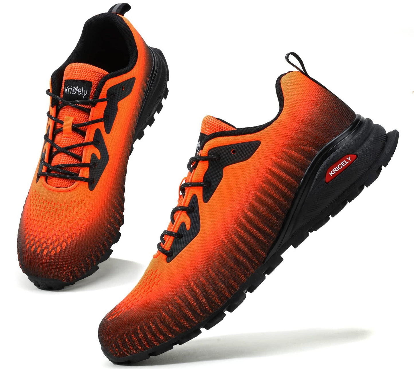 Kricely Men's Trail Running Shoes Fashion Hiking Sneakers Tennis Cross Training Shoe Outdoor Snearker Casual Workout Footwear（Orange 10.5）