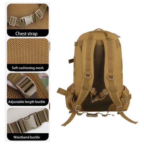 VALTESSA 30L Military Tactical Backpack For Men Assault Pack Bug Out Bag Survival 3 Day Tactical Hiking Rucksack, 15 inch, B- Black