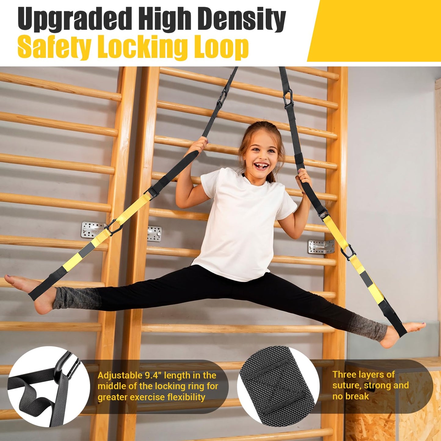 Home Resistance Training Kit, Resistance Trainer Exercise Straps with Handles, Door Anchor and Carrying Bag for Home Gym, Bodyweight Resistance Workout Straps for Indoor & Outdoor(Yellow)