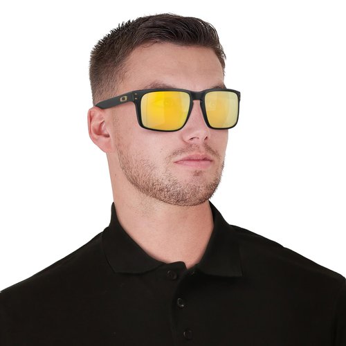 Oakley Men's OO9417 Holbrook XL Square Sunglasses, Matte Black/Orange/Prizm 24K Polarized, 59 mm