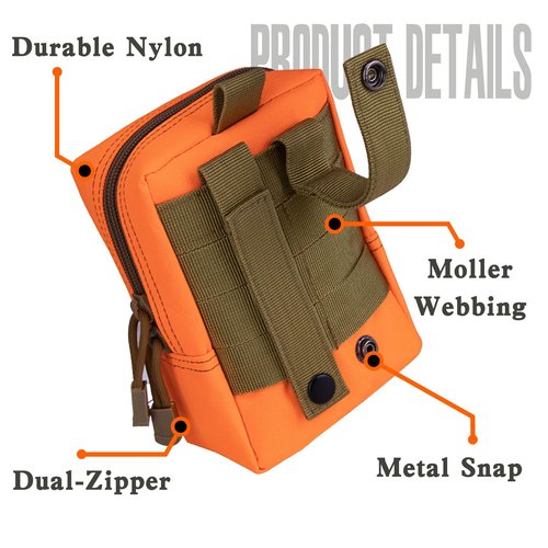 bvya 2 Pack Tactical Molle Pouch Multi-Purpose Compact Waist Pack Water-Resistant Small Utility EDC Pouch with Flag Patch for Molle Backpack, Mini Compass Included