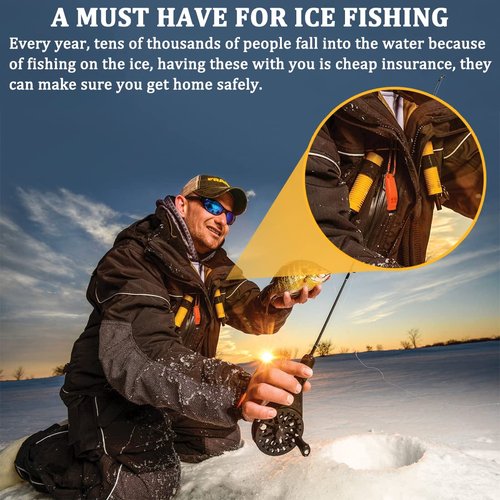Huntury Retractable Ice Pick - Safety Spikes, Ice Skating, Fishing Accessories