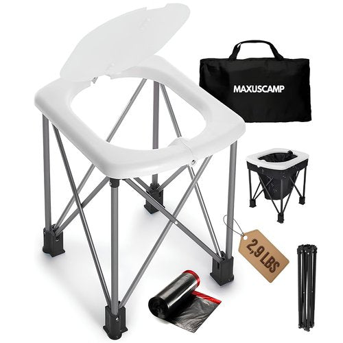 MAXUSCAMP Portable Toilet Camping – Compact Porta Potty & Camp Toilet for Outdoor Use – Lightweight Portable Potty Ideal for Camping, RV Travel, Hiking & Road Trips – Sturdy