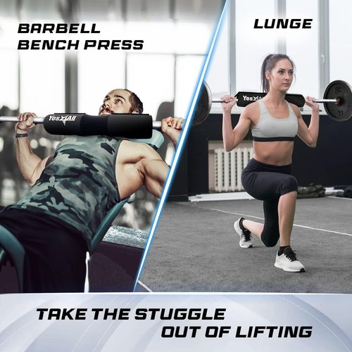 Yes4All Ergonomic Foam Bar Pad - Olympic Barbell Squat Pad - Neck Pad for Squats, Hip Thrusts - Weight Lifting Bar Pad
