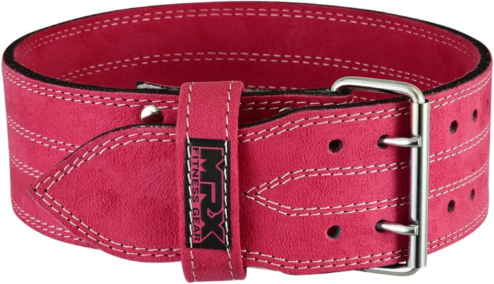 MRX Powerlifting Leather Belt 4" Wide 10mm Thickness Training Fitness Back Support Bodybuilding Belts with Steel 2 Prong Buckle