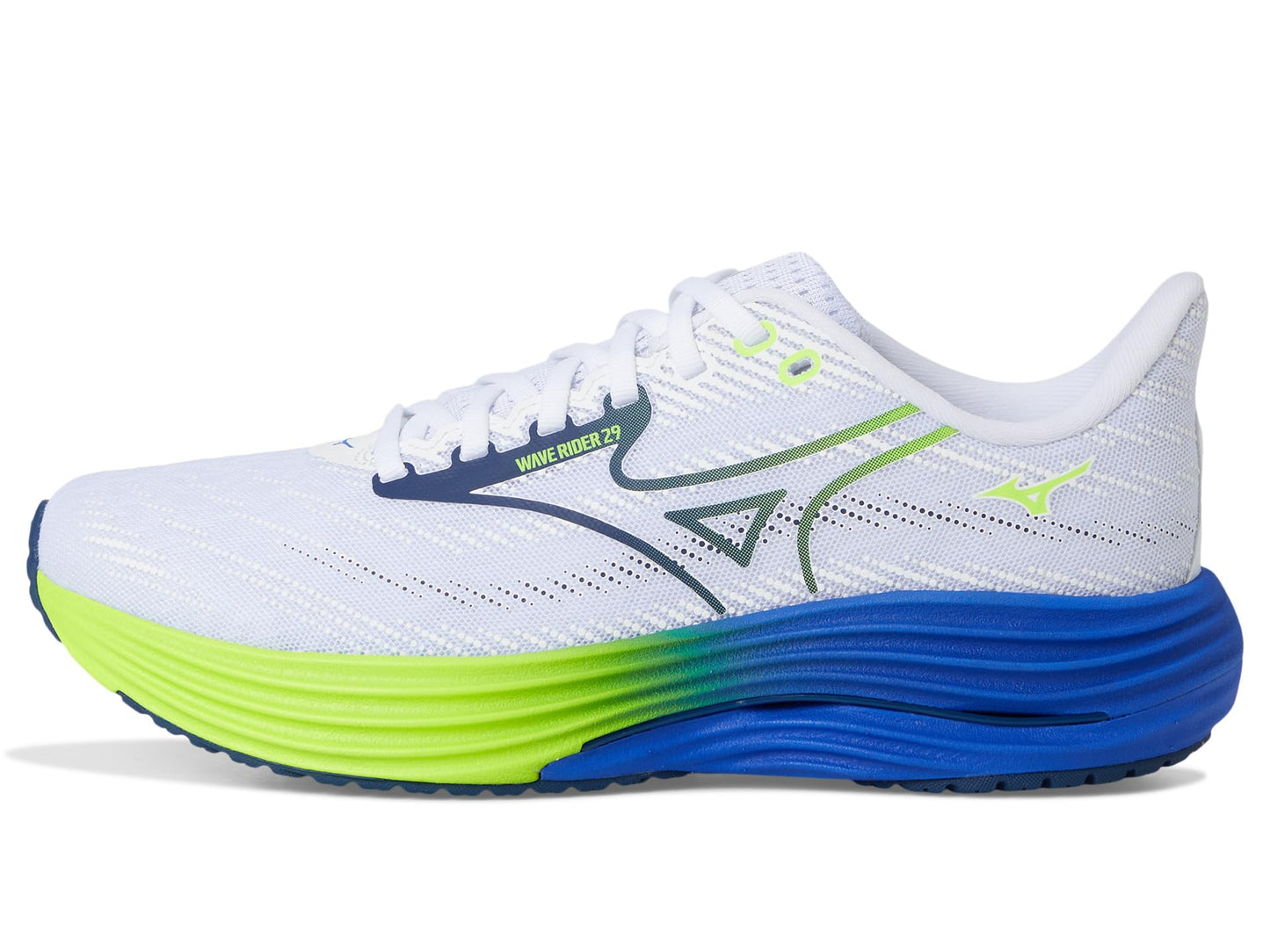 Mizuno Men's Wave Rider 29 Running Shoe, White-Estate Blue, US Mens 16