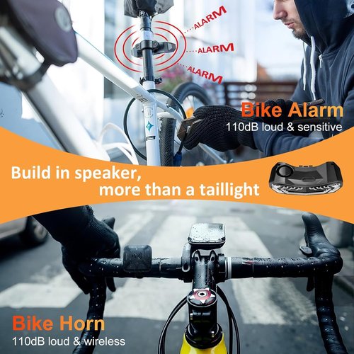 WSDCAM Bike Light Set with Bike Horn Alarm, Remote Control Bike Tail Light with Turn Signals and Brake Light Bike Alarm Horn, Bike Headlight for Night Riding, Rechargeable Rear and Front Bike Light