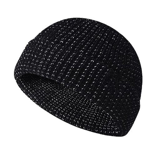 Thin Fisherman Beanie Hat for Men Women Fall Winter，Reflective Running Hat，Reflective Fisherman Beaniefor Women Men(US, Alpha, One Size, Large, Black)