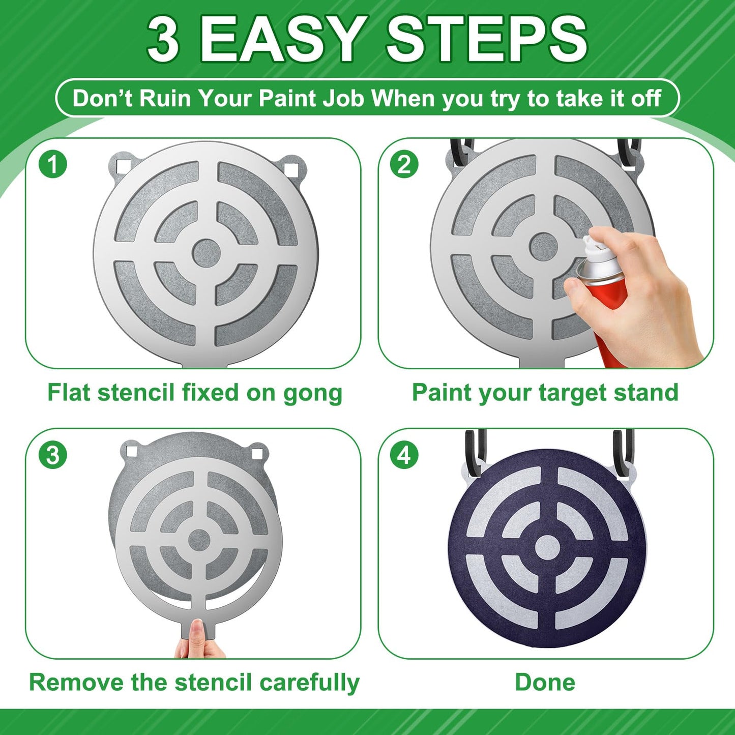 Jenaai 5 Pcs Steel Target Painting Stencils 3, 4, 6, 8, 10 Inches AR500 Steel Shooting Target Stand Kit for Shooting Targets Gong Target Painting