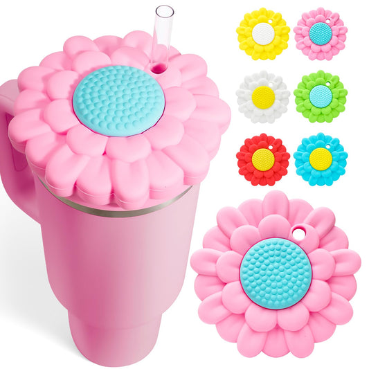 for Stanley Cup 40 Oz Lid Case Dustproof Scratch, Silicone Lid Covers Toppers Dust Cap for Stanley 40 Oz Tumbler with Handle Quencher H2.0 for Stanley Cup Accessories decoration Case - Pink Flower