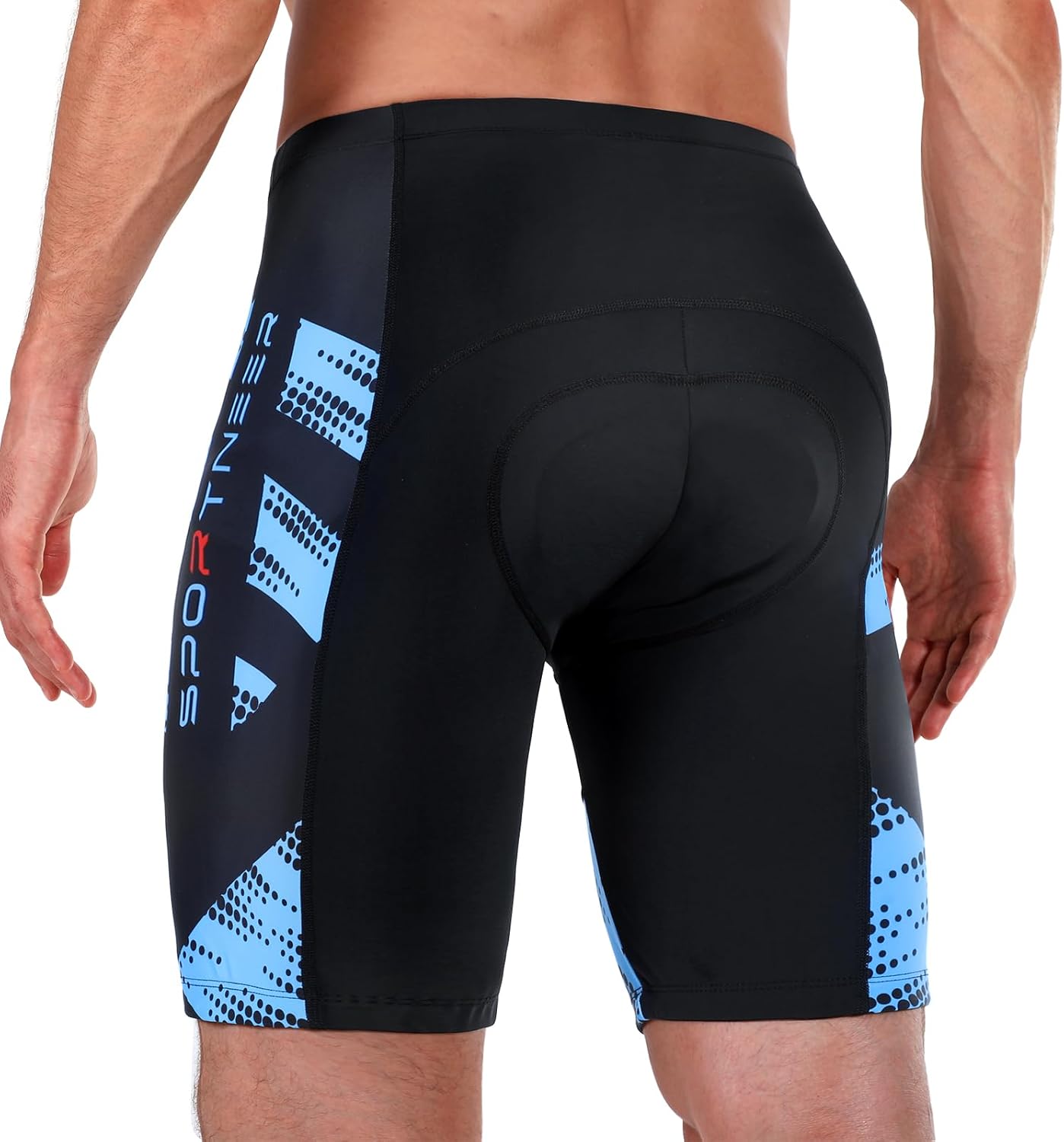 Sportneer Padded Bike Shorts for Men - 4D Padding Mens Bicycle Cycling Biking Clothing Shorts, Breathable and Absorbent