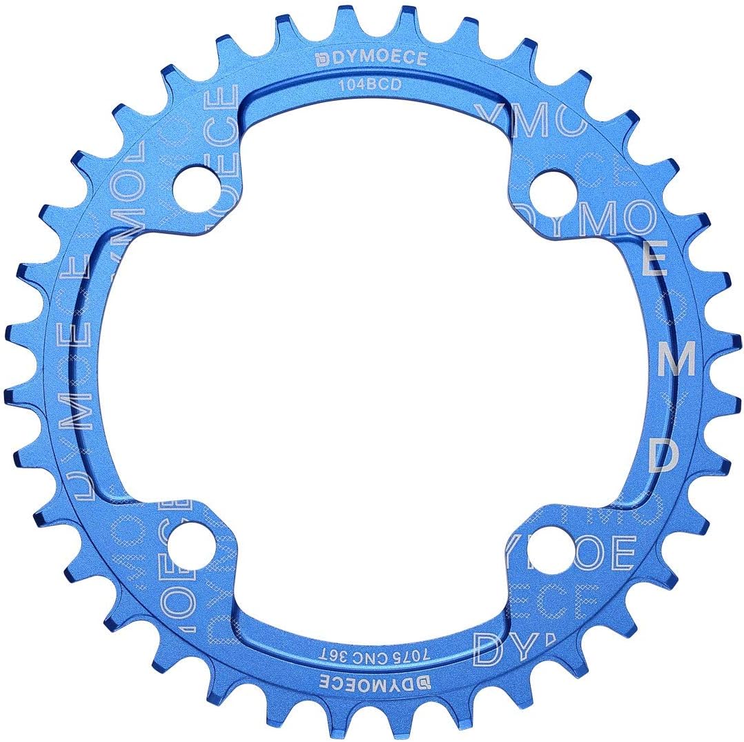 Narrow Wide Bike Single Chainring 104BCD 32T 34T 36T 38T for 9 10 11 Speed Round,Black/Red-Compatible with Most of Shimano and Sram Cranksets
