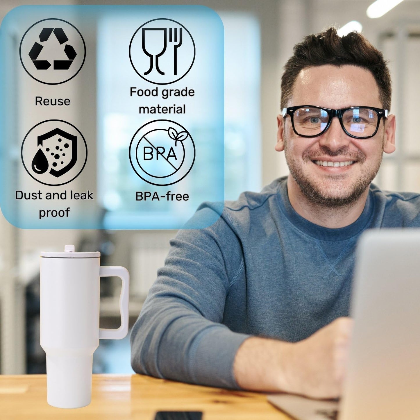 40oz Flip Straw Leak Proof Lid for Stanley H2.0 Quencher,4 Pack Tumbler Lid Replacement 40 oz for Stanley Cup Accessories ProTour,No Spill Proof Straw Cover for Stanley Accessories(Light Blue)