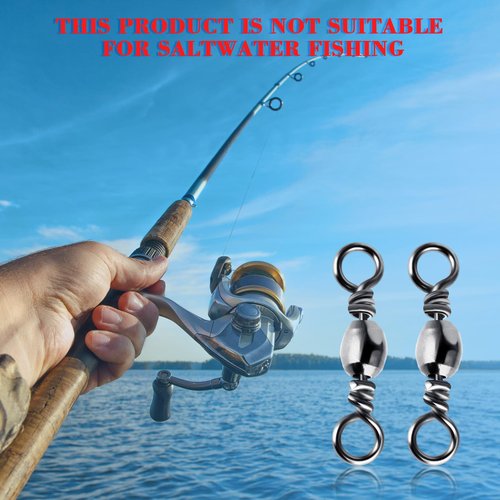 TIESOME 100Pcs Fishing Barrel Swivels, High Strength Carbon Steel Fishing Connector Swivels Freshwater Swivels Steel Hook Line Connector Rolling Fishing Swivels for Freshwater Fishing Accessories(7#)