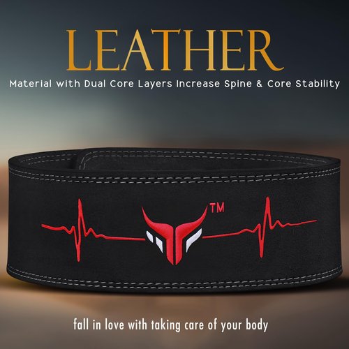Mytra Fusion Gym Belt with Lever Buckle Weight Lifting Belt for Men and Women 4" wide Genuine Leather Powerlifting Belt for Gym, Training, Weightlifting, Bodybuilding Fitness and Workout (M, Black)