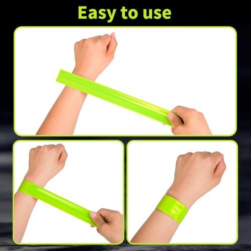 CKKAPTURE 20 Pcs Reflective Bands Snap Bracelets - Enhance Safety for Children, School Bags, Keys, Prams, Hiking, Joggers, and Cyclists