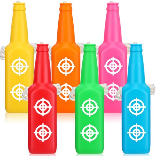 Tiangrid 6 Pack Shooting Bottles Shatterproof Bottle Targets with Rope Hanging Targets for Firearm Target Practice Shooting Accessories for Indoor Outdoor Gun Ranges